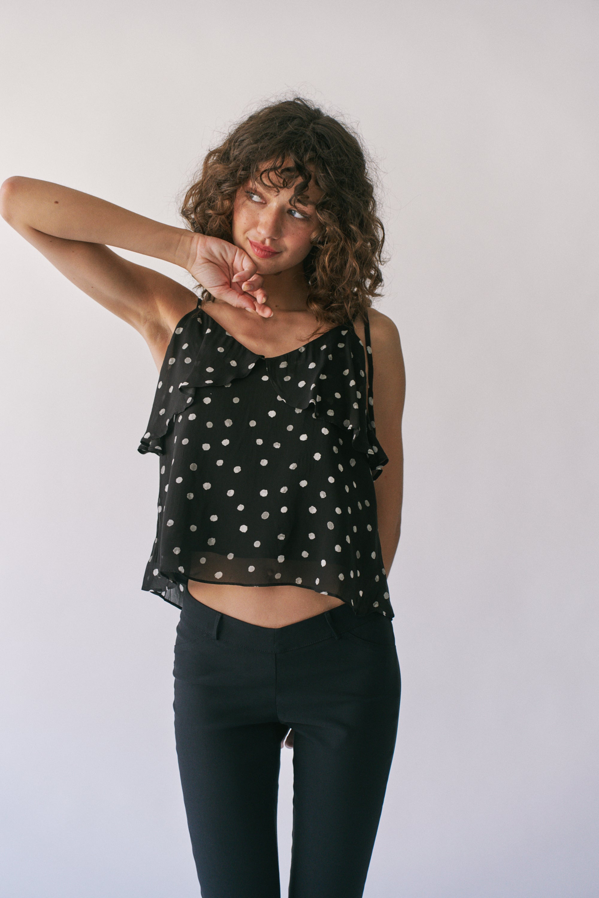 ELISE POLKA DOT RUFFLE CAMI