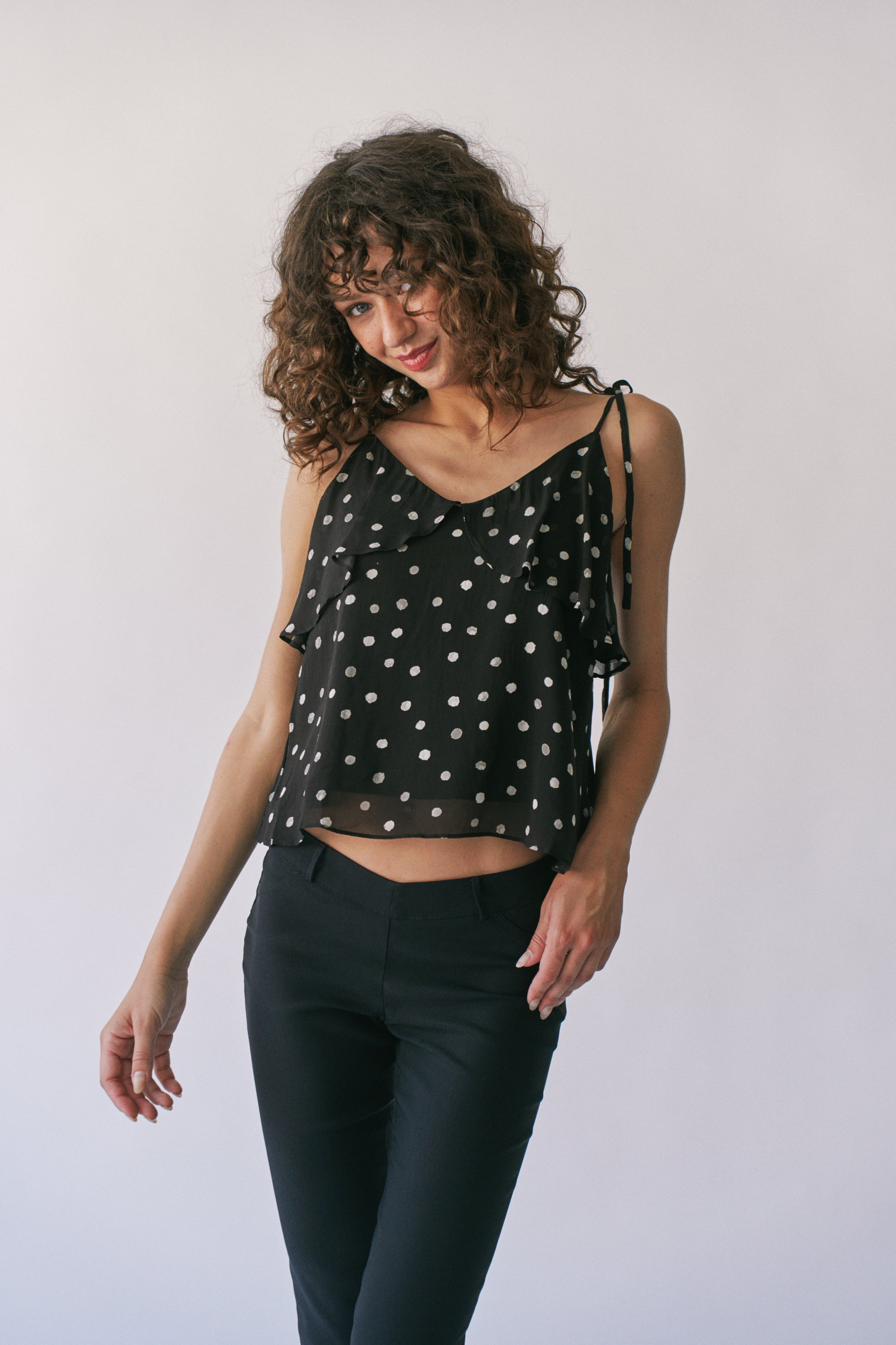 ELISE POLKA DOT RUFFLE CAMI