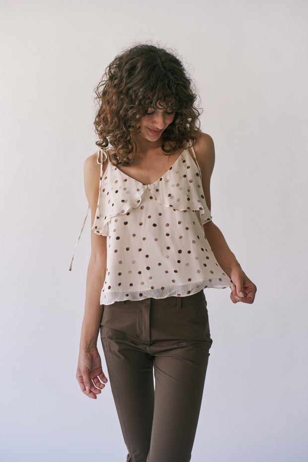 ELISE POLKA DOT RUFFLE CAMI