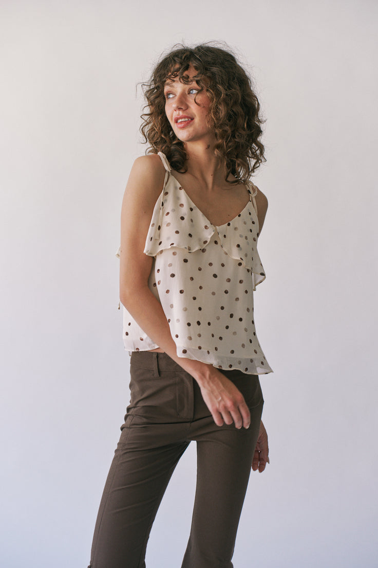 ELISE POLKA DOT RUFFLE CAMI
